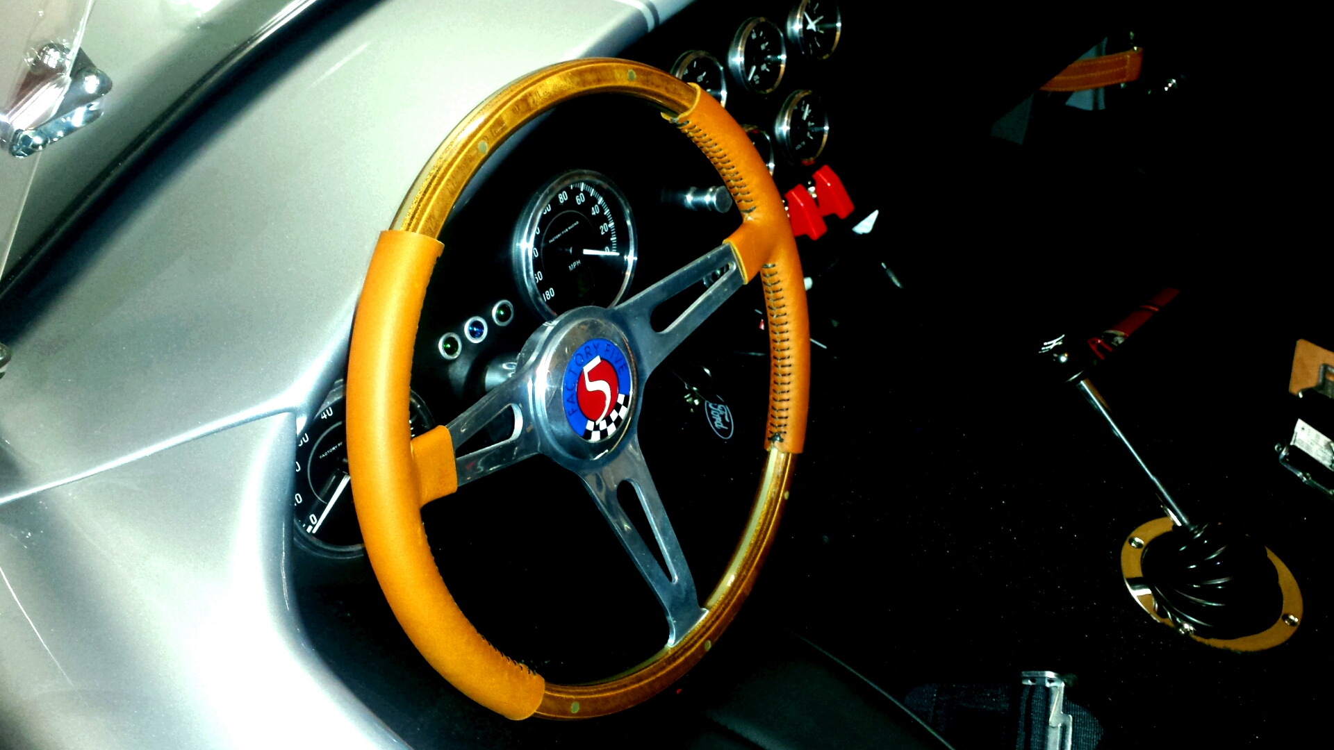 Leather wrapped steering wheel