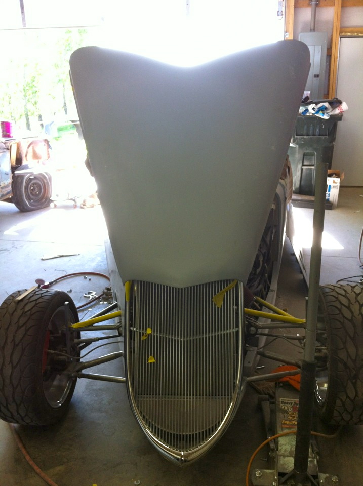 Got the hood on.