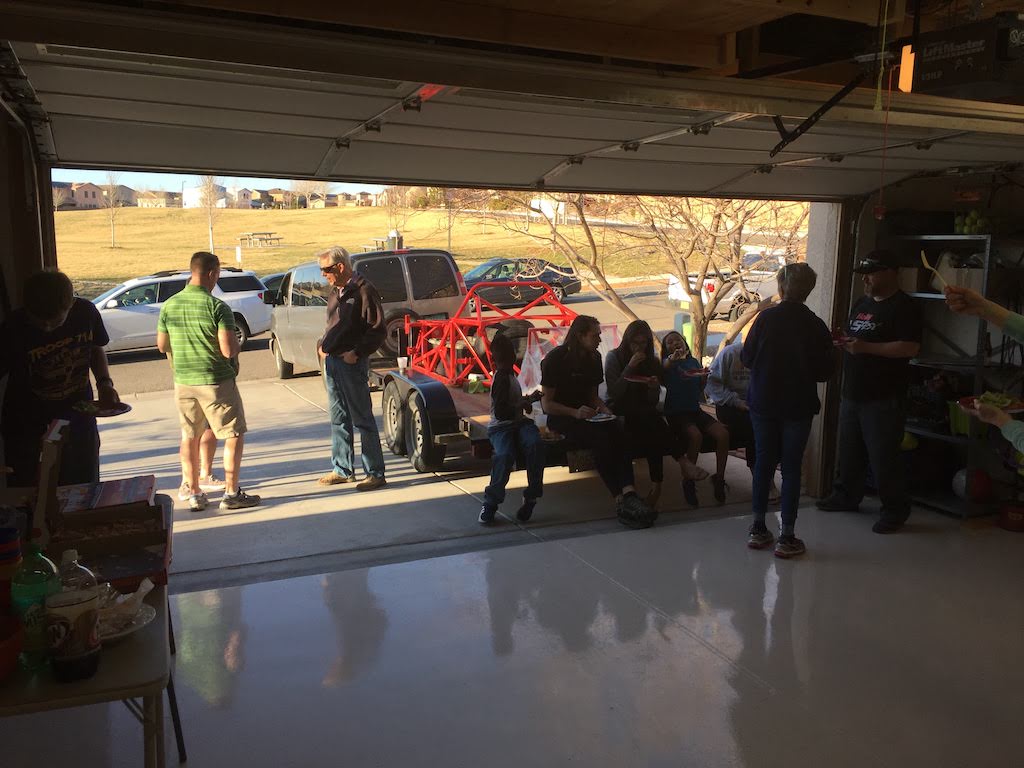 The unload crew in ABQ prepping with pizza & beer (well, not the underage crowd!)