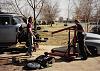 03_Ol Blue: My friend (Curtis) and I beginning the tear down back in 1988.  I'm on the right behind the hoist.  Plan is to add new front suspension,...