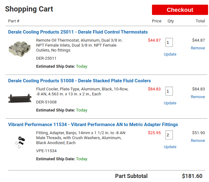 Cooler Parts List