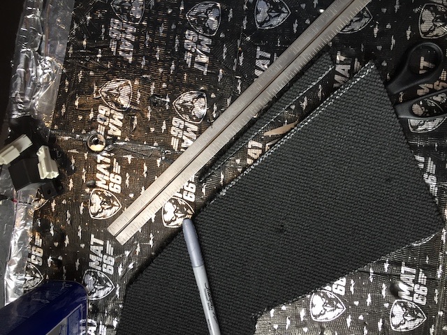 Marked Carpet with light colored marker, the cut with scissors, making small cuts.