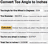 convert toe to inches