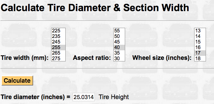 Tire Diameter