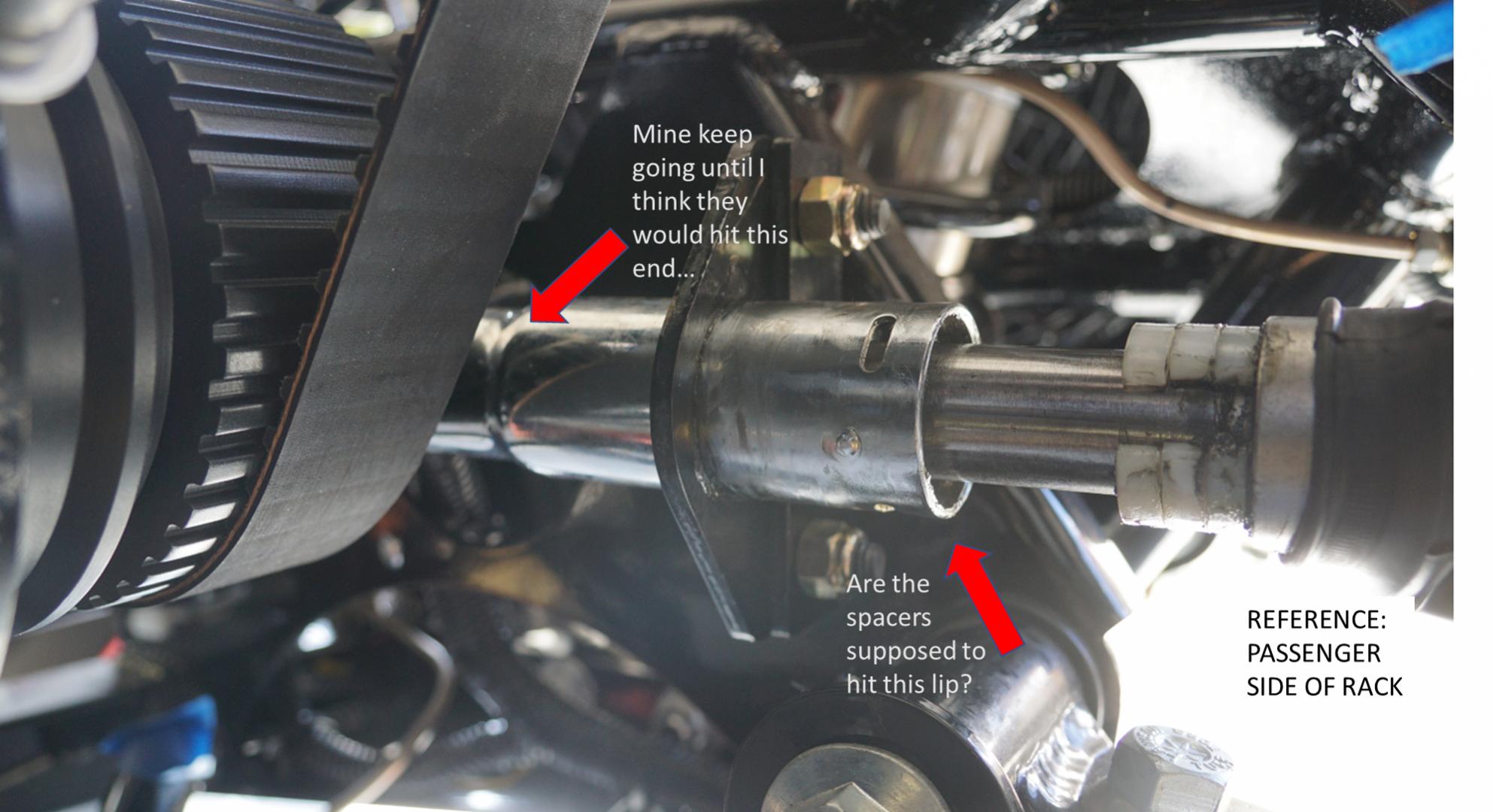 Steering rack spacers