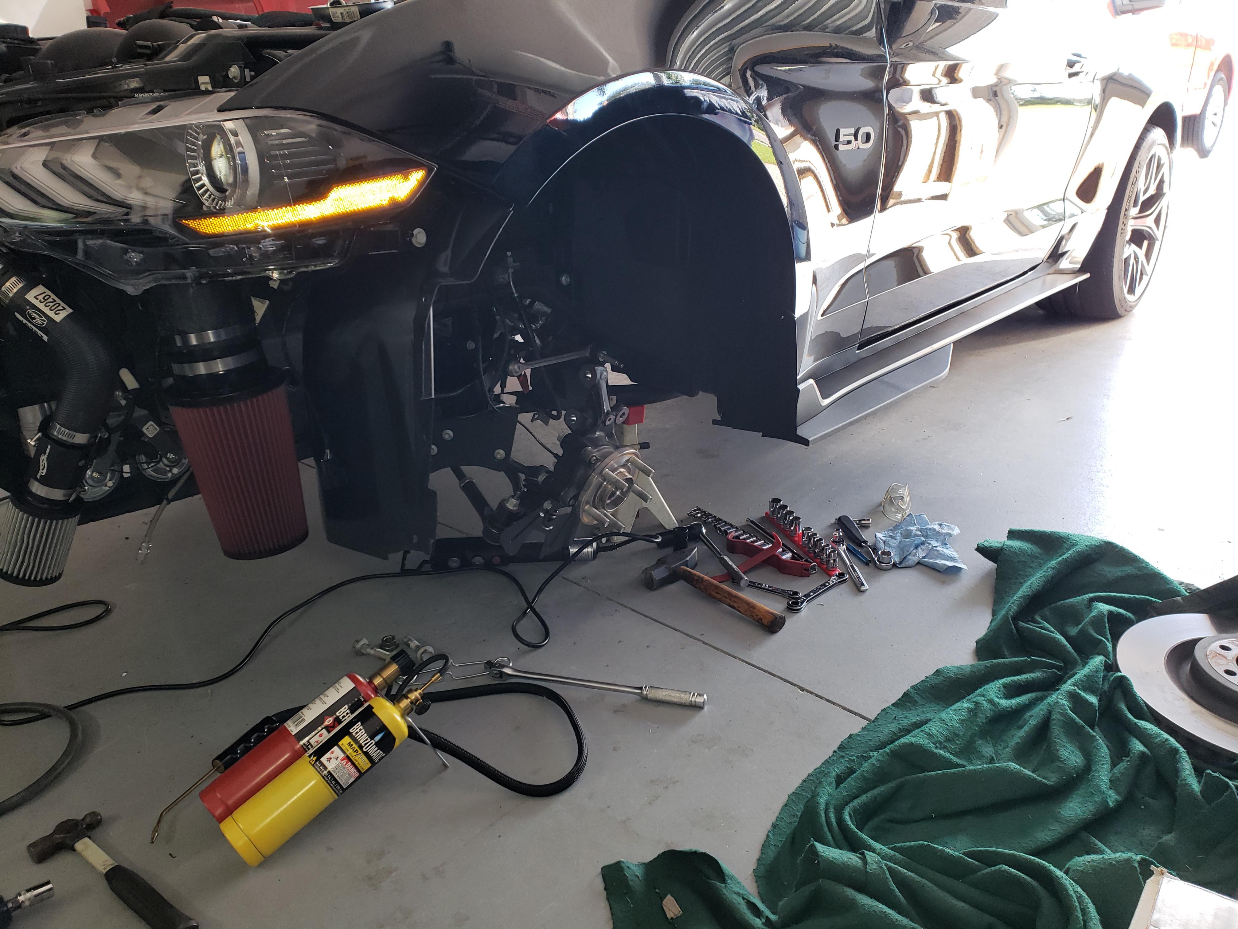 Front suspension disassembled