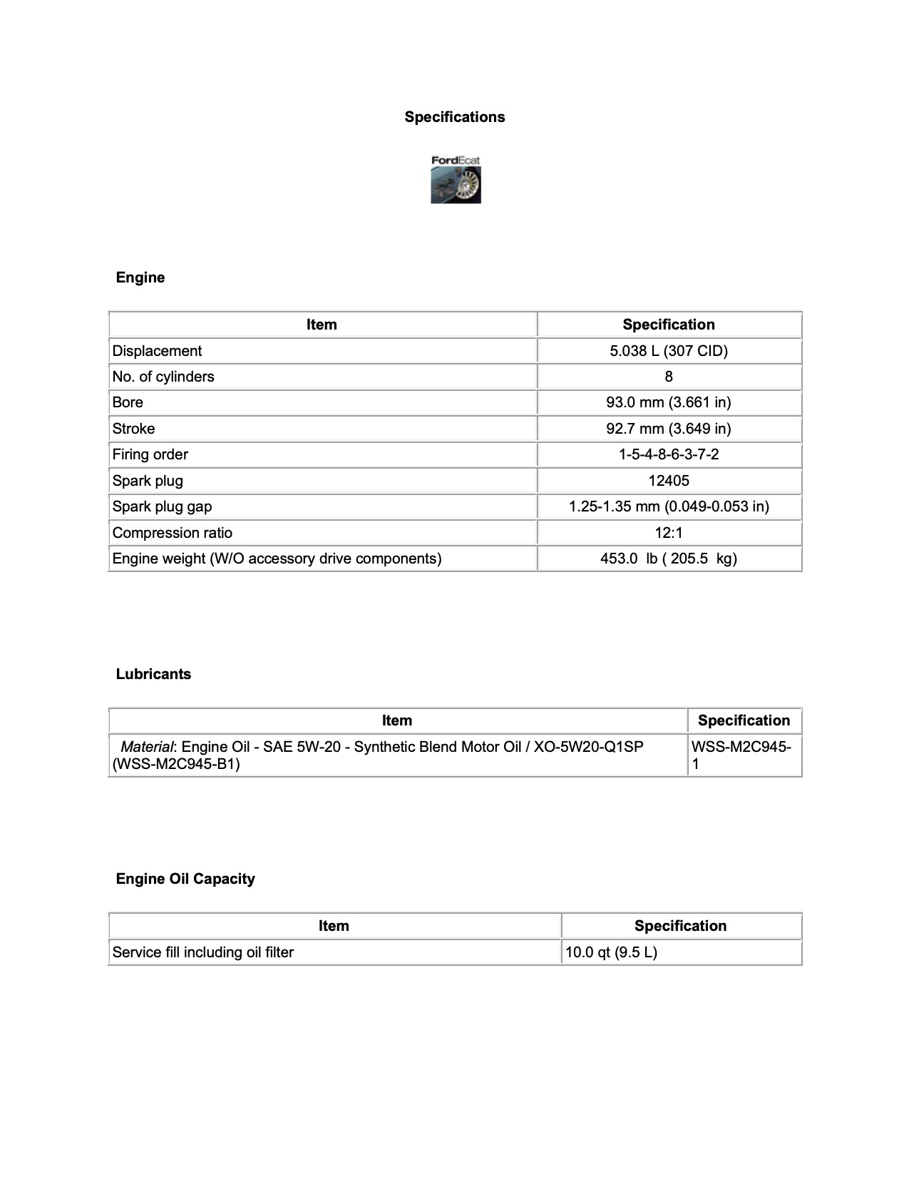 18 20 Mustang GT engine specs