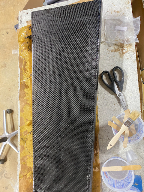 After 3 coats, sanding down with 160 grit and then a light coat of epoxy resin. The light does not do it justice at this point. Will sand again and see if there are any low spots and if flat then will starting going with finer grits to get ready for the matte clear. If not then another coat of resin.
