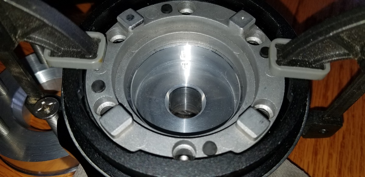 20210314 - Time to get this centered.  I made marks on the hub and measured it out carefully.  It took a few tries to get it just right.