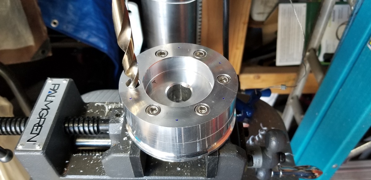 20210317 - In the photo, I'm drilling down these holes a couple mils more.  I believe this was the last one.