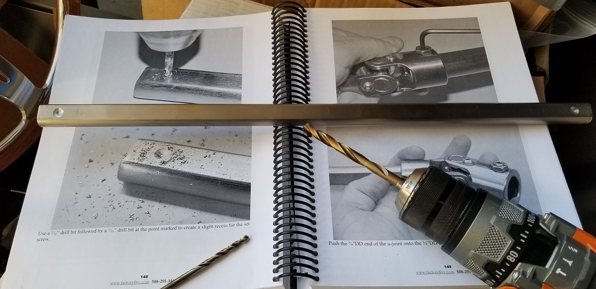 20210408 - Following the manual for the steering shaft prep.  I'm okay not drilling all the way though, as others have done.  I'm confident with thread locker and proper installation.  *NOTE:  I usually try to hide things <whatever they are> to make a cleaner look for install, but making an exception with the steering shaft and I'll keep the set screws exposed to check on it from time-to-time*
