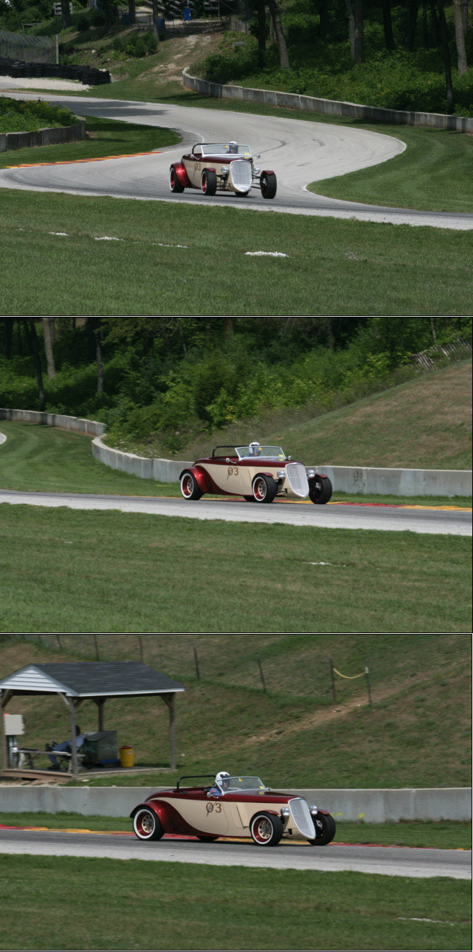 Road America, August, 2012, Northwoods Shelby Club, These photos show #007 through the relatively "technical" section of Road America's 4 mile track. Seen is the car exiting Turn 12 (Canada Corner), entering and exiting Turn 13 (Mitchel Corner). This section of track is done in the top end of 3rd gear at speeds between about 70 MPH and 90MPH.