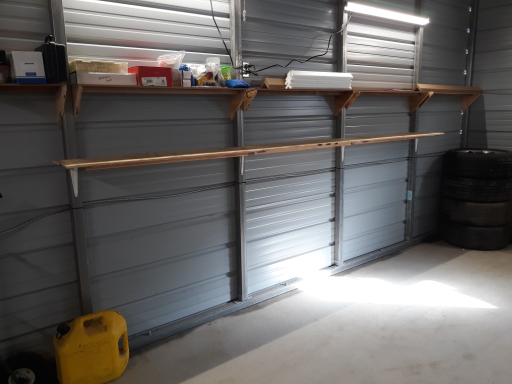 Shelves back wall