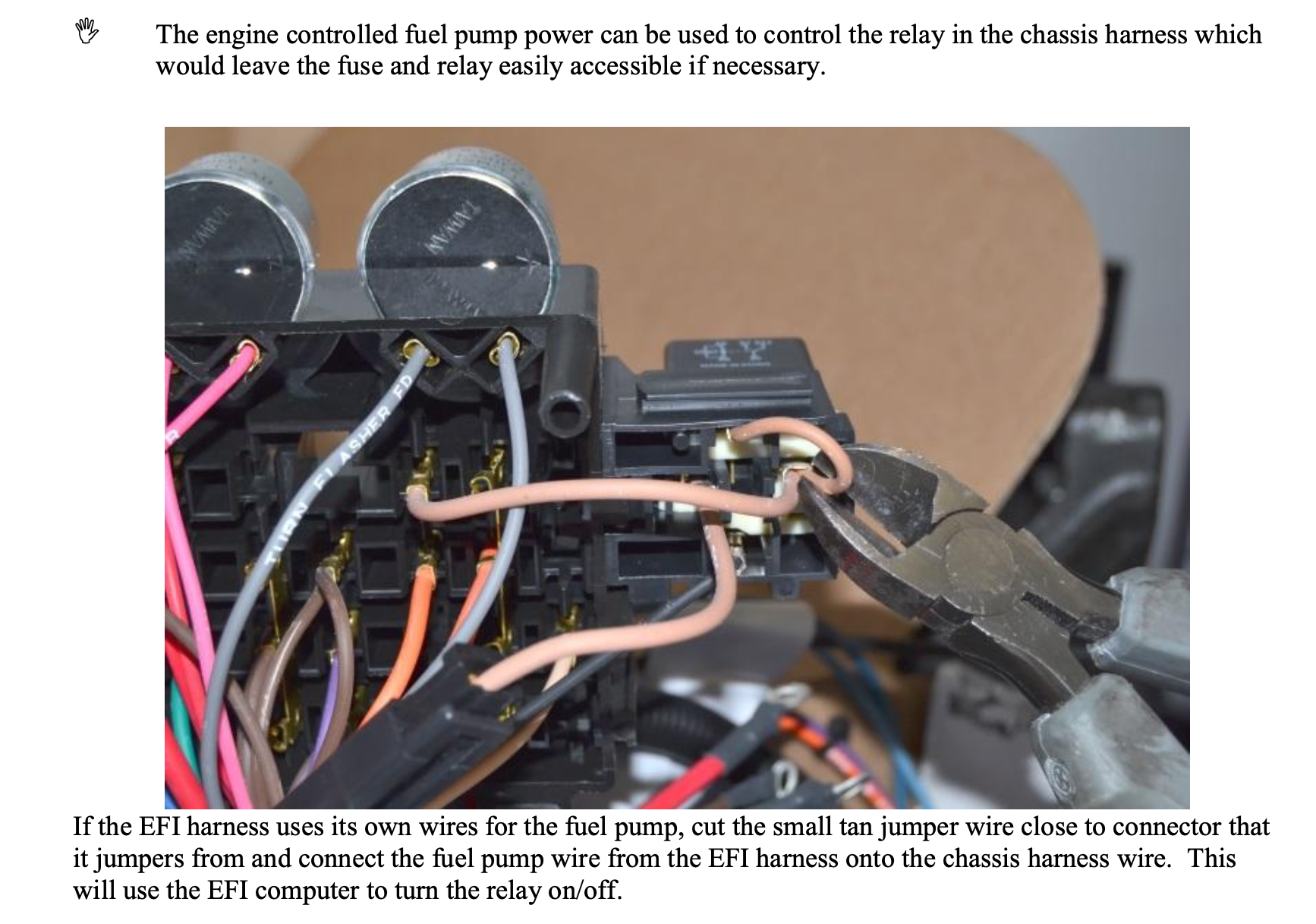 Fuel pump wiring