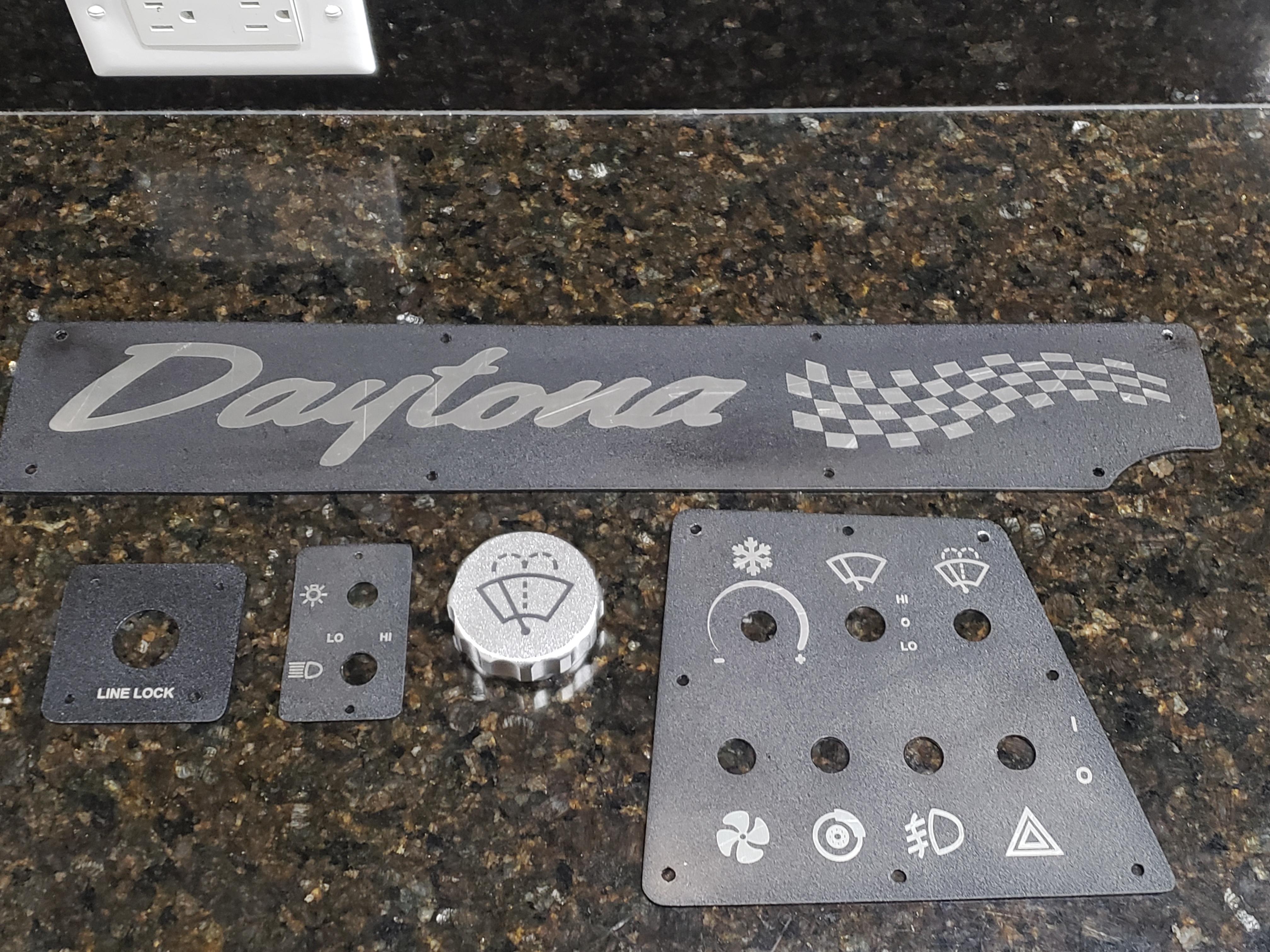 Custom panels powder-coated and laser etched.