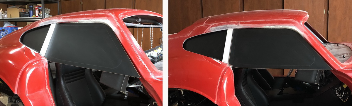 23  E Side Windows Re Styling Checking of shape with mockup window frame+glass board