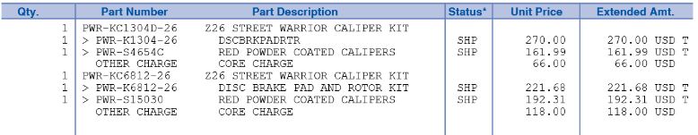Brakes Order