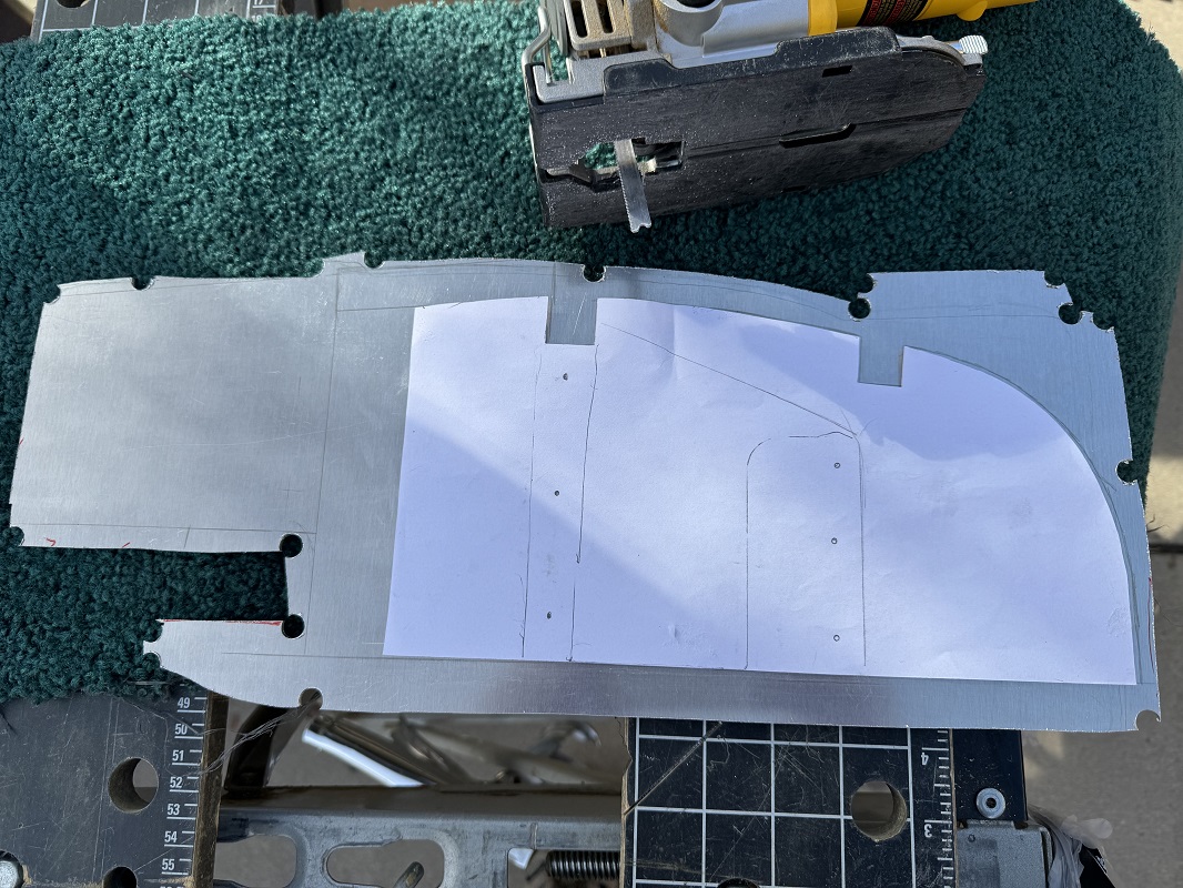 Making a template from the scrap.  The thickness of this aluminum will work perfect!