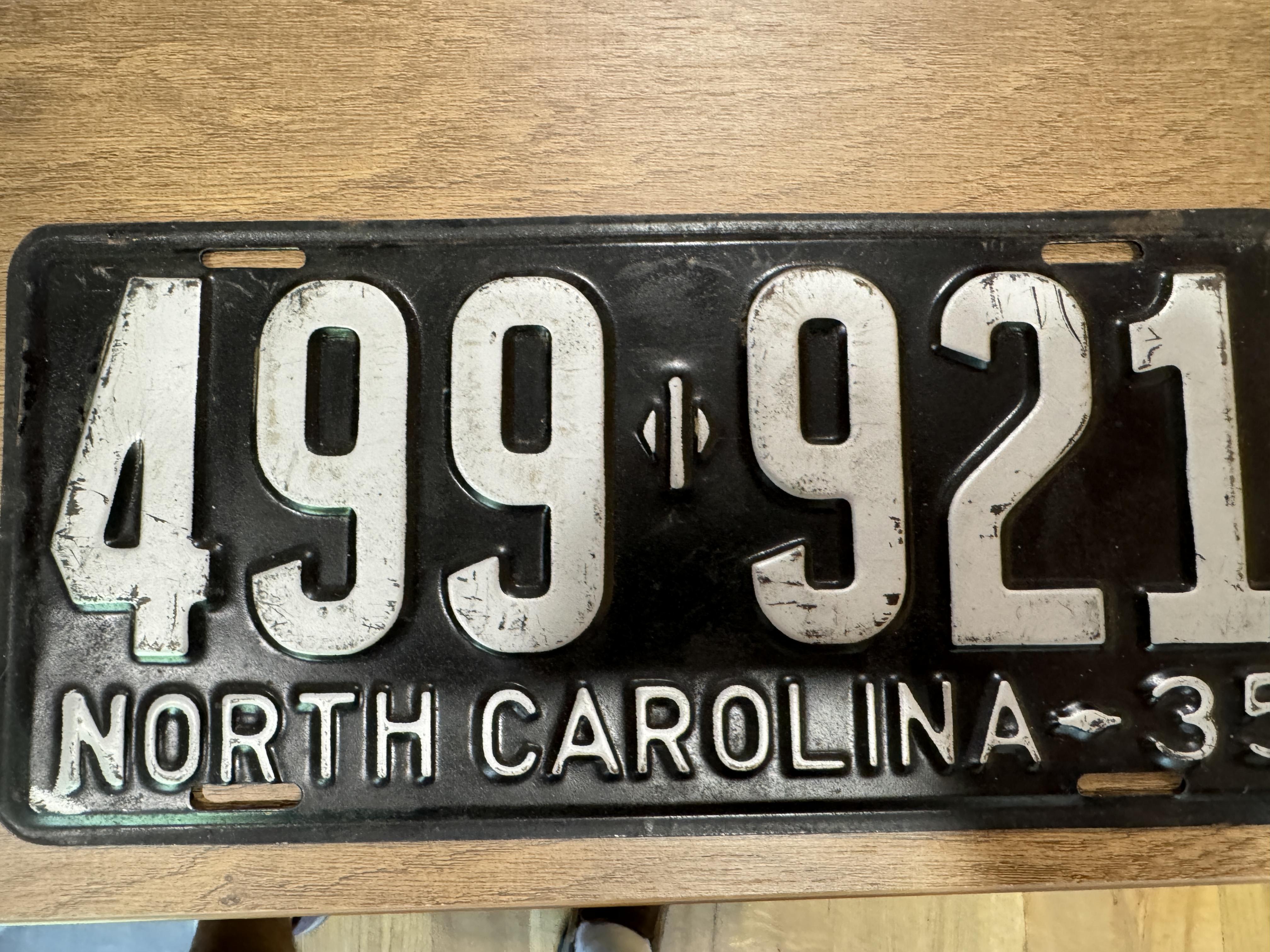 35 NC Lic Plate