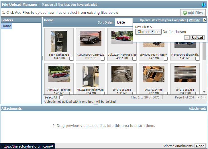 Open the upload dialog