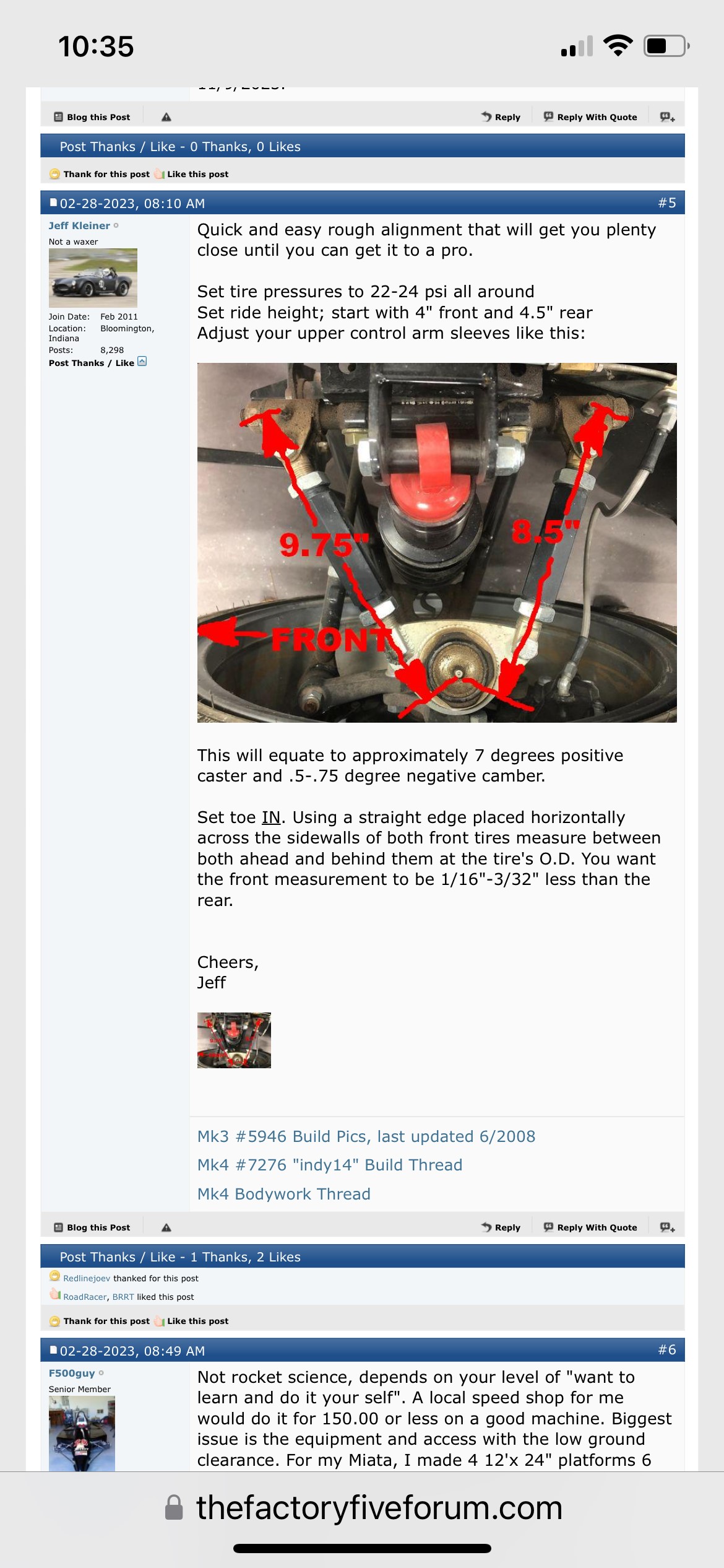 Front Axle Setting