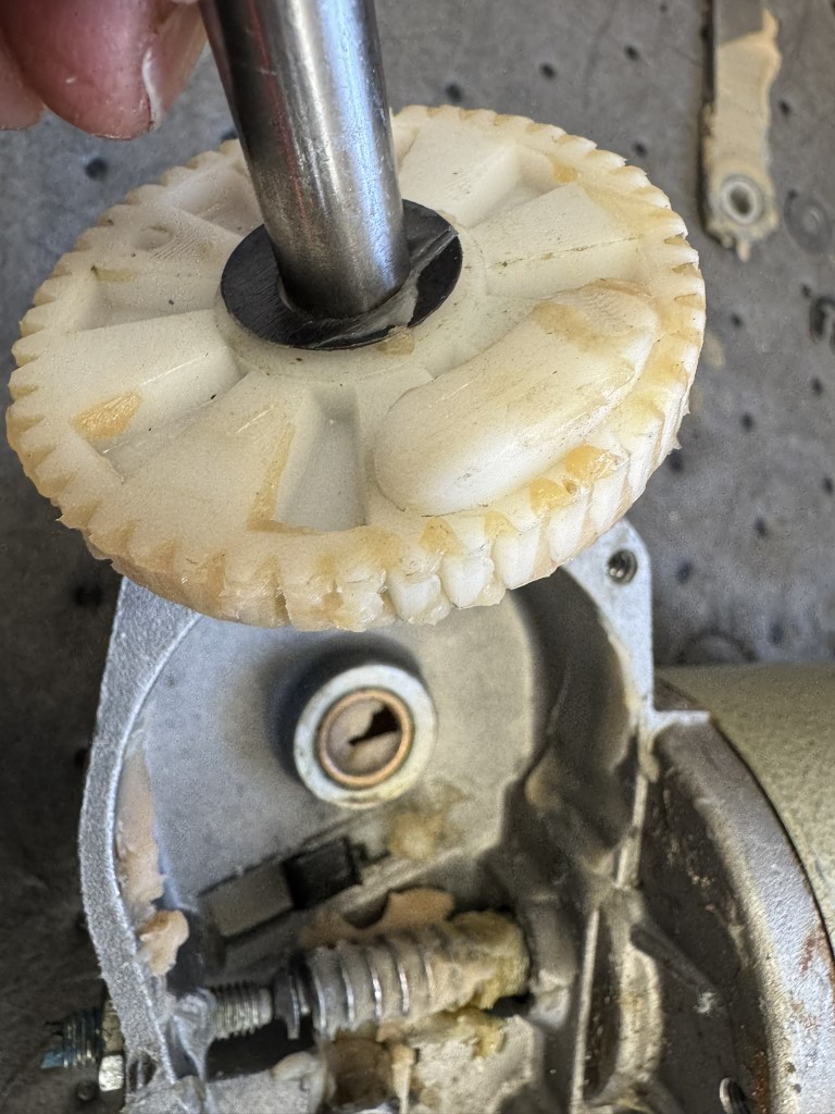Wiper motor gear showing park ramp
