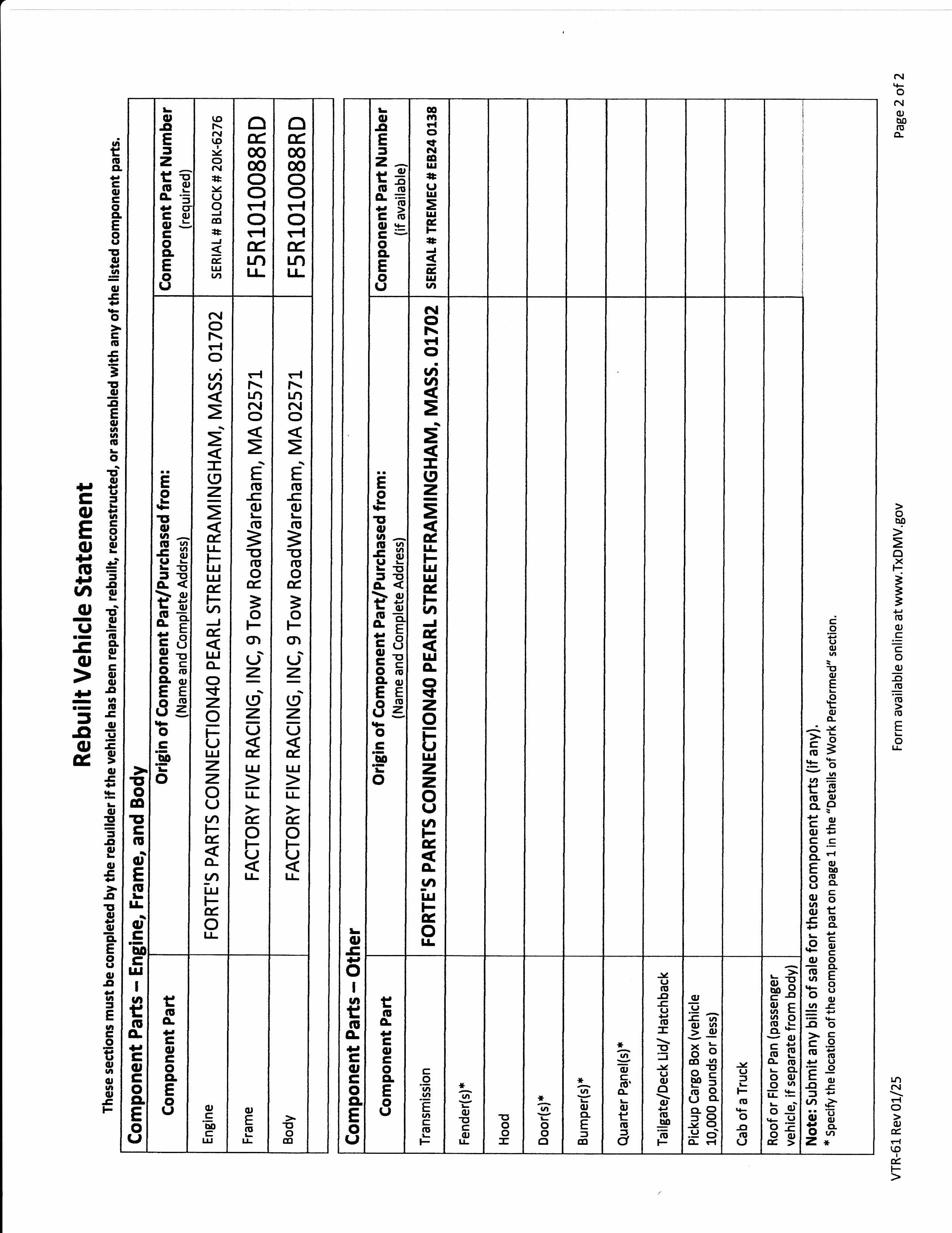 Rebuilt Vehicle Statement 2