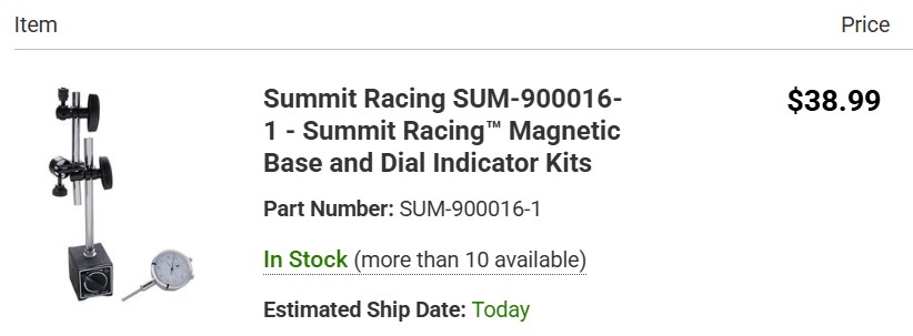 Dial Indicator Summit Racing