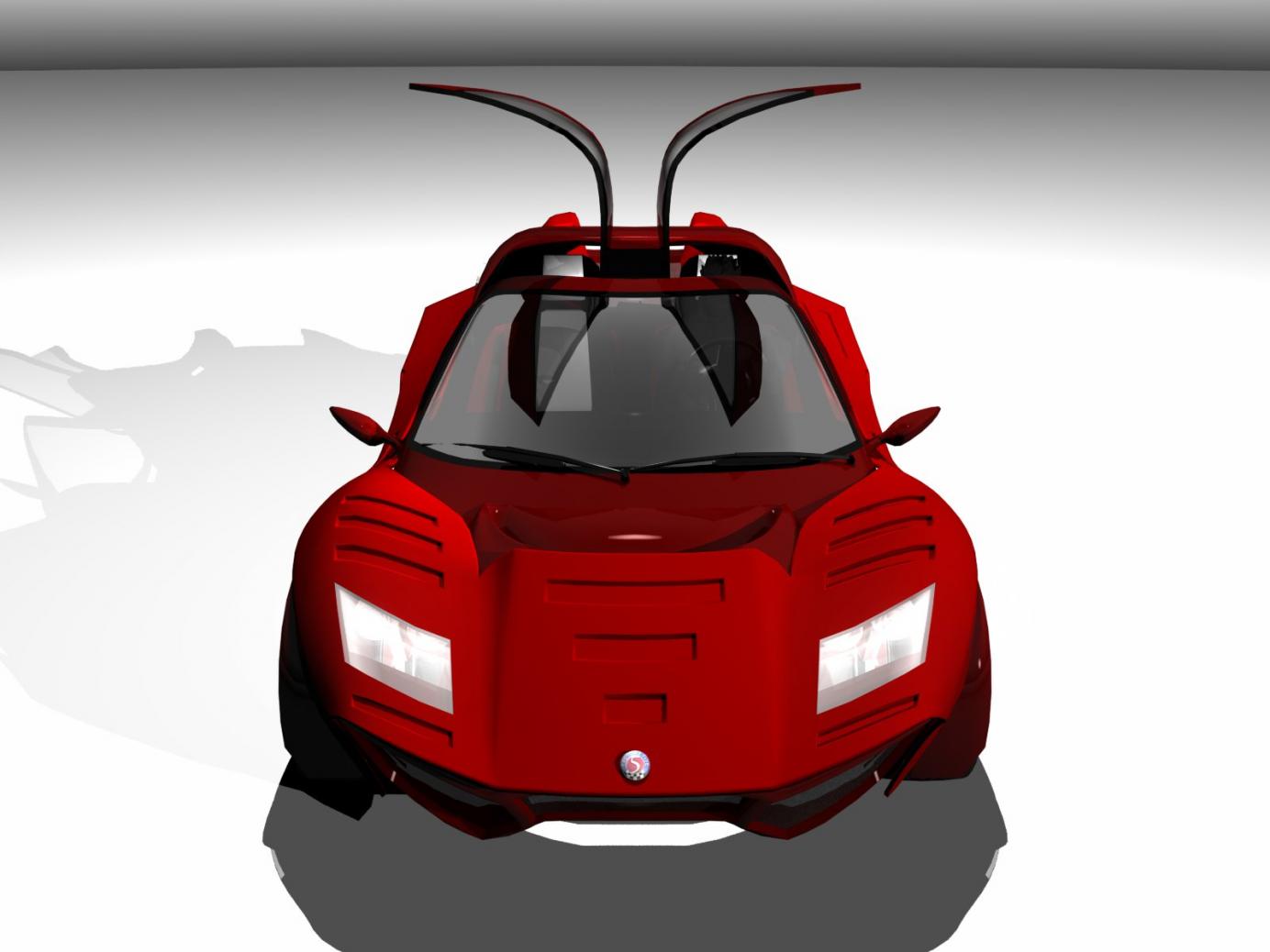 The hardtop incorporates gull-wing doors