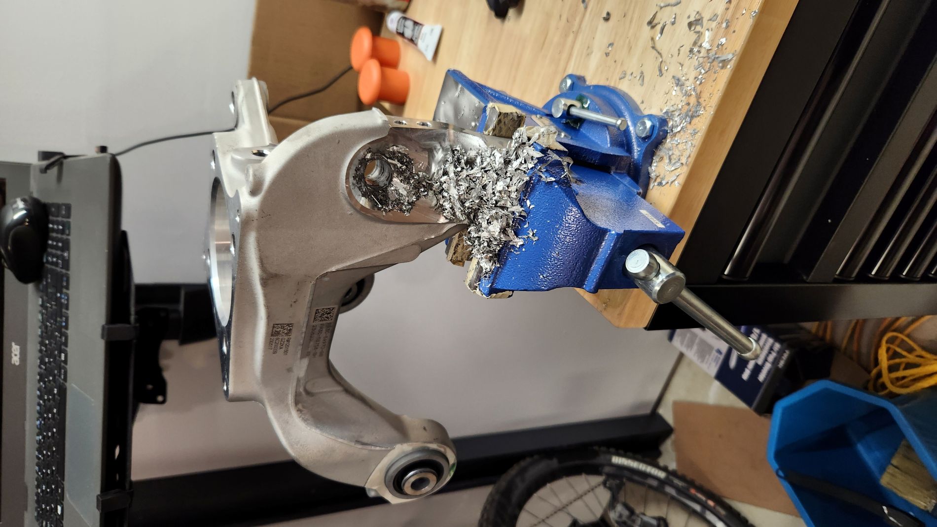 Spindle drilled out