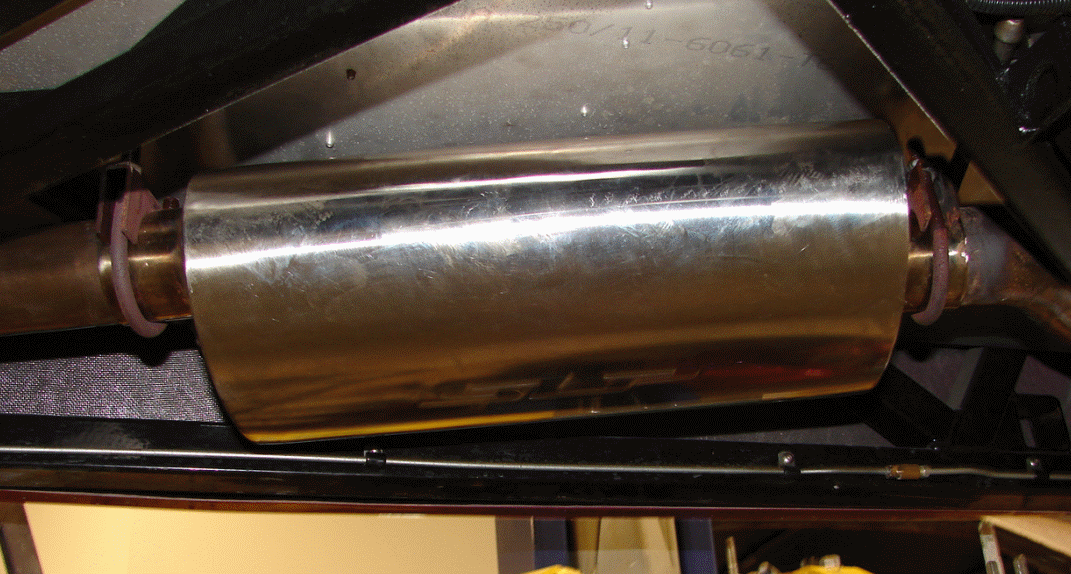 New Muffler - Saving the ends of the old mufflers allowed us to straighten the inlets and outlets to match the existing exhaust pipes up and down stream.