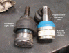 Ball Joint Replacement - Here's both the old style Mopar upper ball joint and the top loaded press fit replacement. We're going to have to modify the...