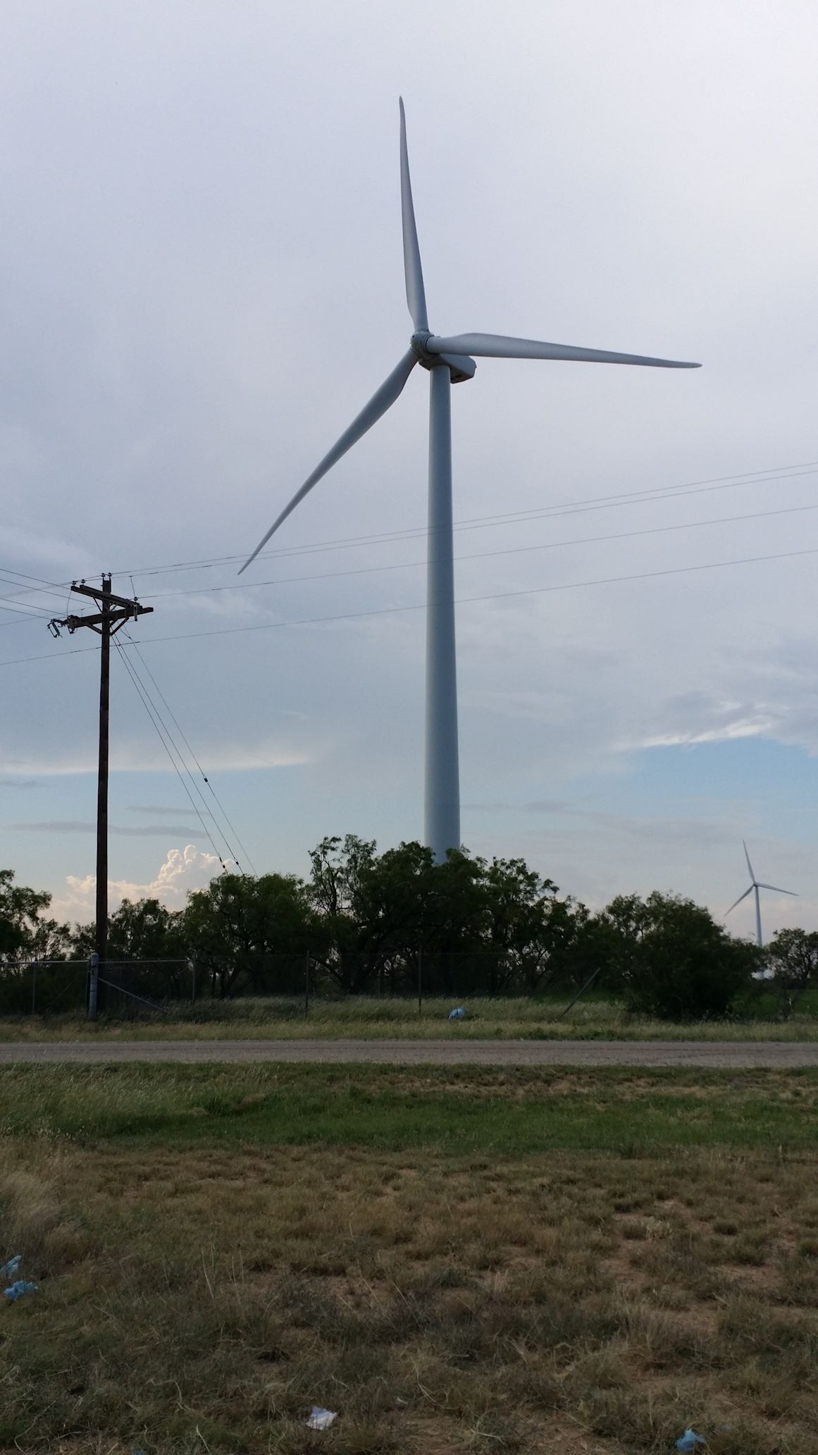 As you get to Sweetwater, TX 
you begin to see off in the 
distance wind generators.  
Up a bit closer this is what they look like!