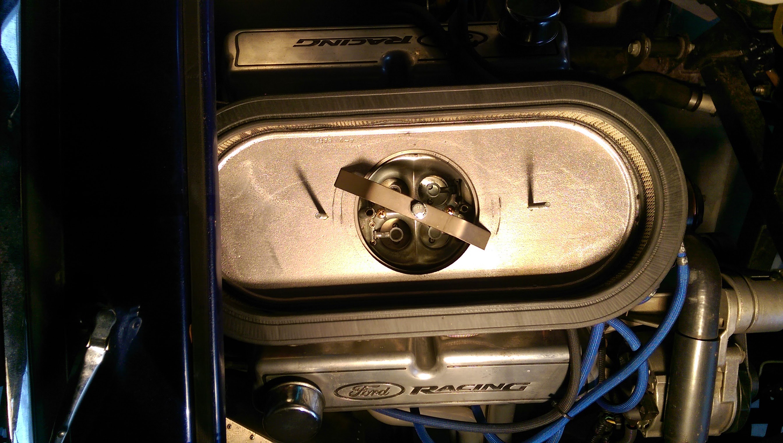 Looking down into carburetor 2