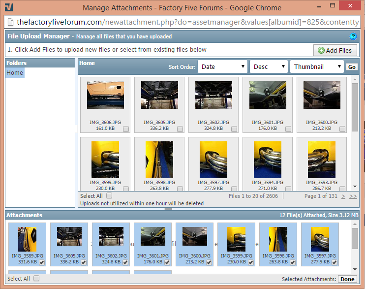 After your pics are uploaded, they will be added to the recent upload and this upload panels. Click Done.
