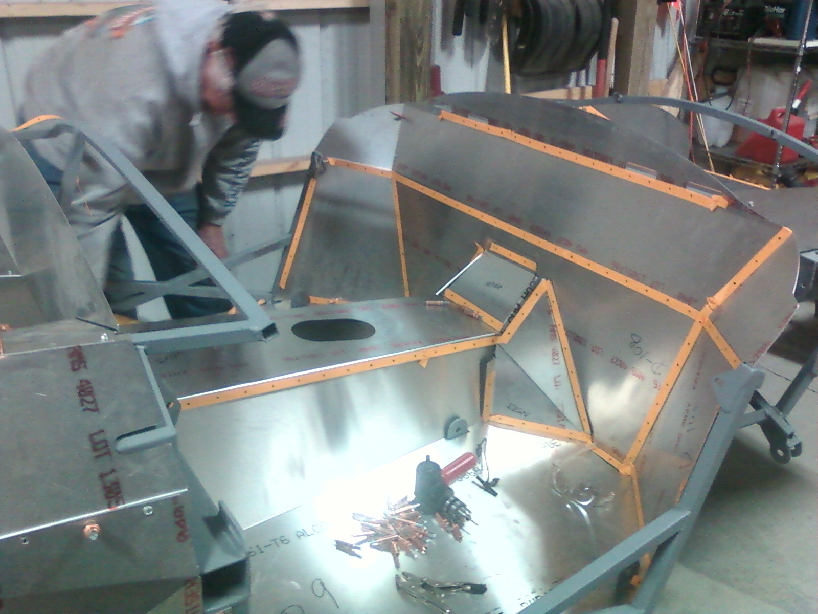 Lots of rivets...too many to count.