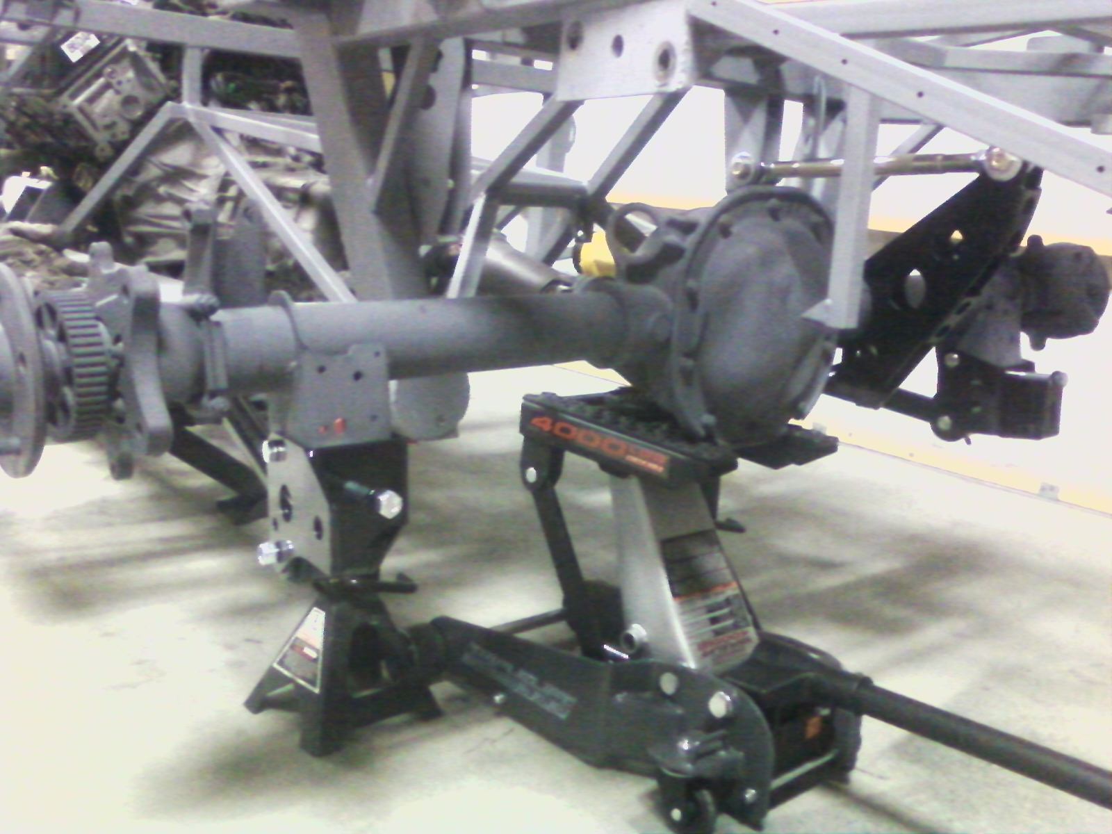 Mock up rearend along with motor and trans to locate driveshaft safety loop