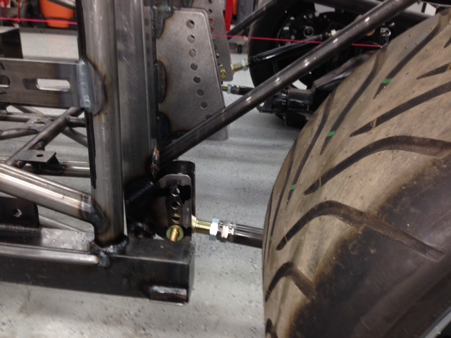 LCA Mount -- the lower control arms are no longer the inefficient triangulated arrangement copied from the Mustang.  I fabricated all upper & lower control arms using stronger & rebuildable Johnny Joints rather than heim joints.  Falling back on my off-road racing fabrication experience -- bigger is stronger; stronger is better.