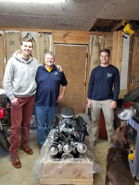 Stephen, Brian, and me with engine