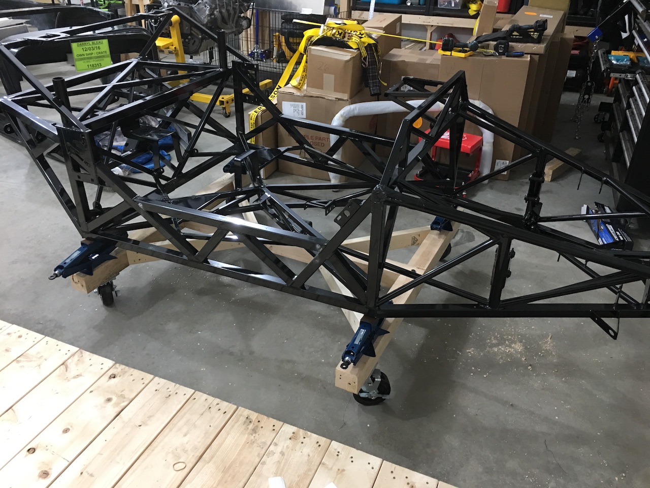Frame on cart.