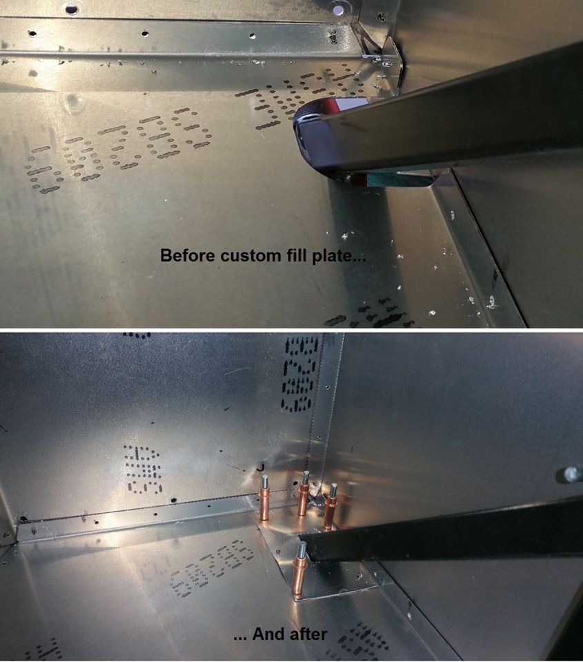 Pass side foot box fill plate