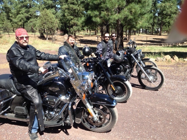 Taking a break from the build and leading my posse (my sons) on a ride through the Grand Canyon.  It's a 3.5-hr ride round trip from my house and a good late morning ride.  Got to ride the Fatboy-S my oldest was on and fell in love.  Might have to buy one when my car is done.  That's me in the red welding cap on the Road King with the new Milwaukee Eight engine.  Very smooth, hard to believe it's a Harley.  

Yes I do wear a helmet when not posing for Biker magazine covers -- All The Gear All The Time!