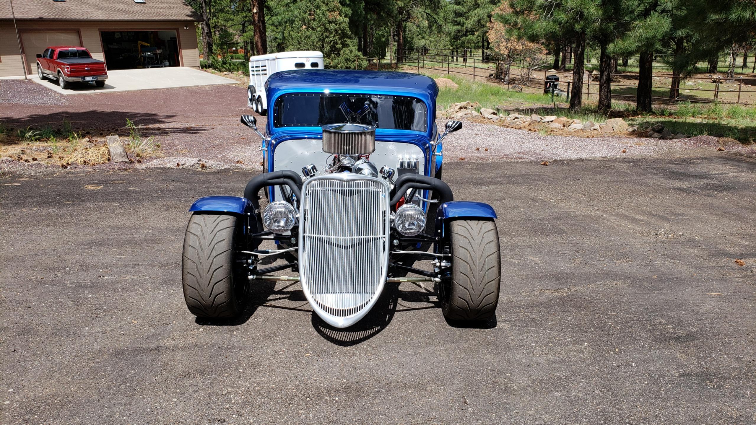 Hagerty Photo 2

Front view really shows how the car designers from the thirties didn't pay any attention to aerodynamics.  Resembles a blue brick with wheels.