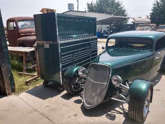 Front view, Fiberglass, Body, and Paint Prep, 121 Rod & Restoration. Finish