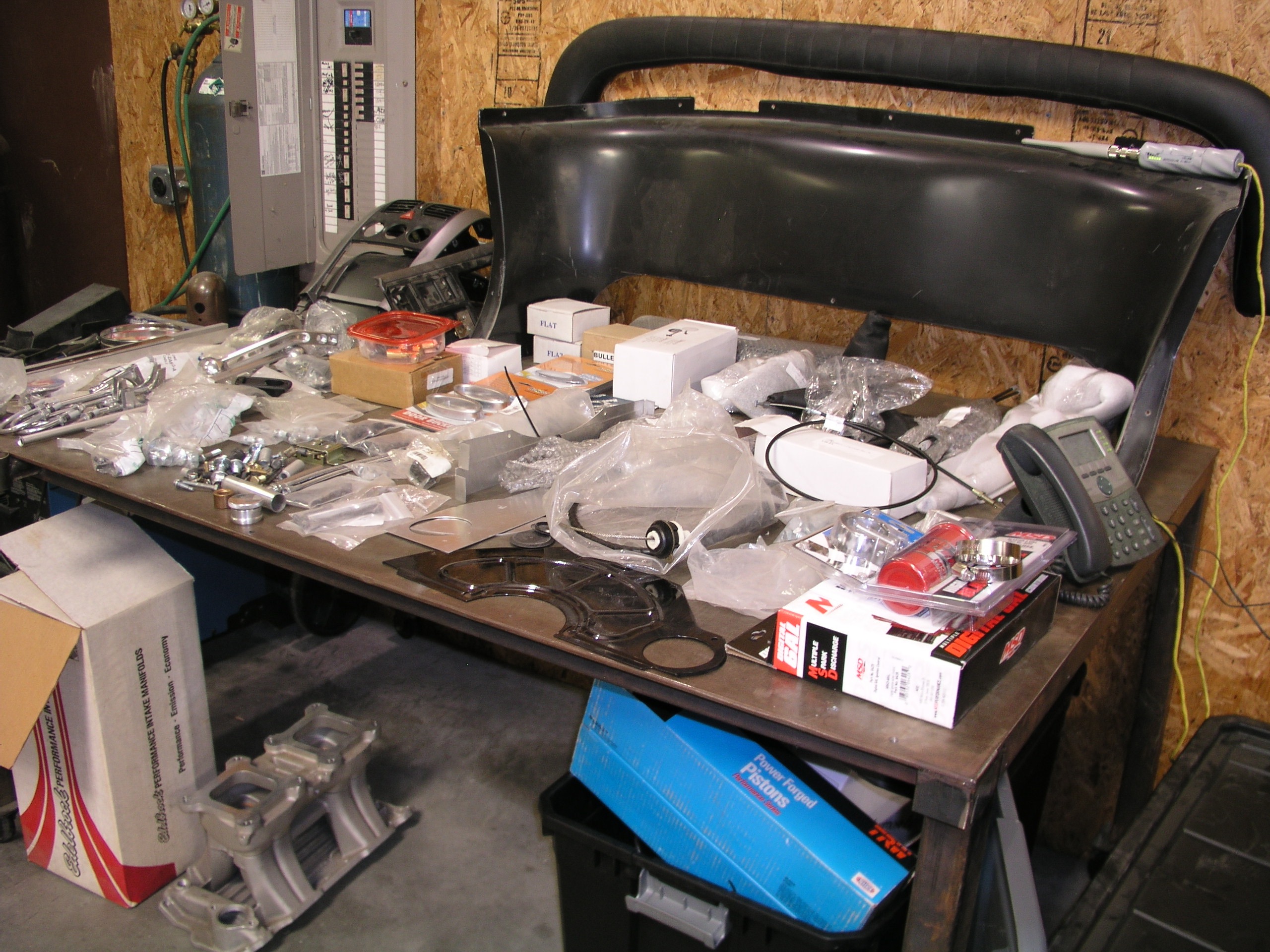 Parts Laid out, Initial Buildout, original Factory Five components.