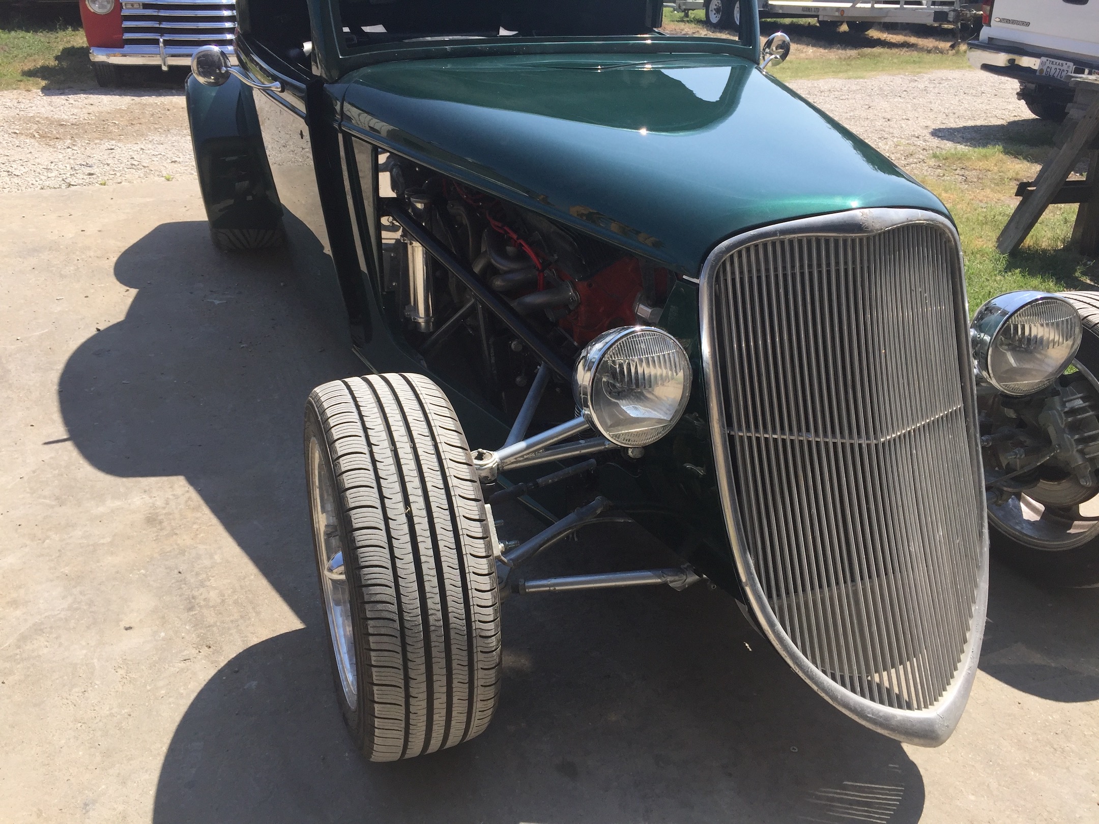 Front quarter Passenger's side, Fiberglass, Body, and Paint Prep, 121 Rod & Restoration. Finish