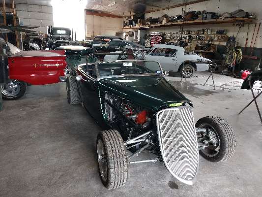 Passenger side front quarter, Fiberglass, Body, and Paint Prep, 121 Rod & Restoration.