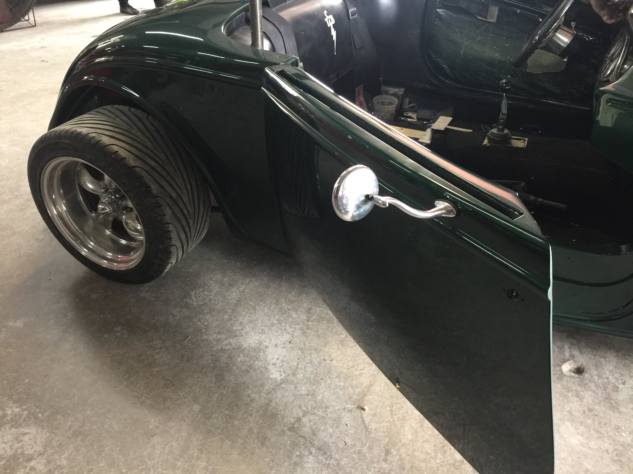 Mirrors, Door handles, Fiberglass, Body, and Paint Prep, 121 Rod & Restoration. Finish