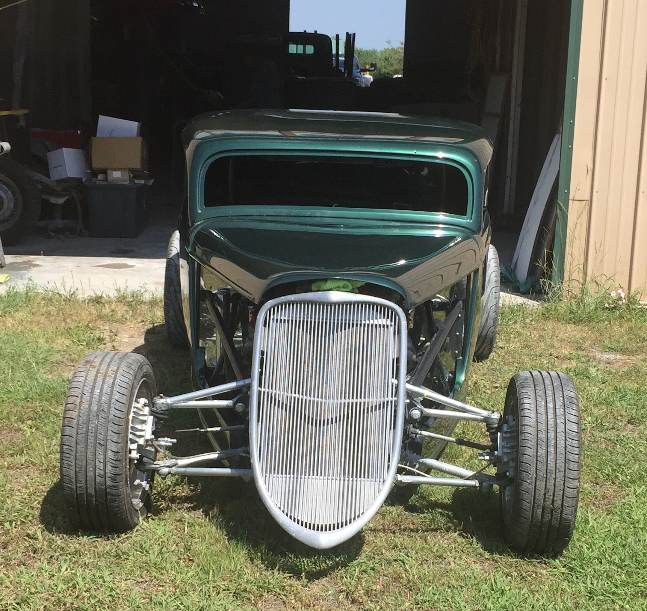Front view, Fiberglass, Body, and Paint Prep, 121 Rod & Restoration. Finish