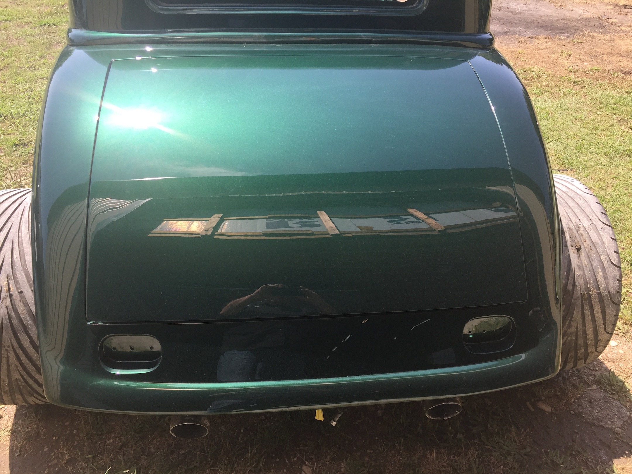 Trunk rear view, Fiberglass, Body, and Paint Prep, 121 Rod & Restoration. Finish